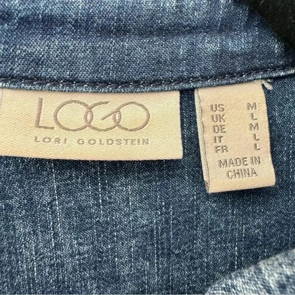 Lori Goldstein Chambray Button Down Shirt Long Sleeve Western M - Picture 7 of 9